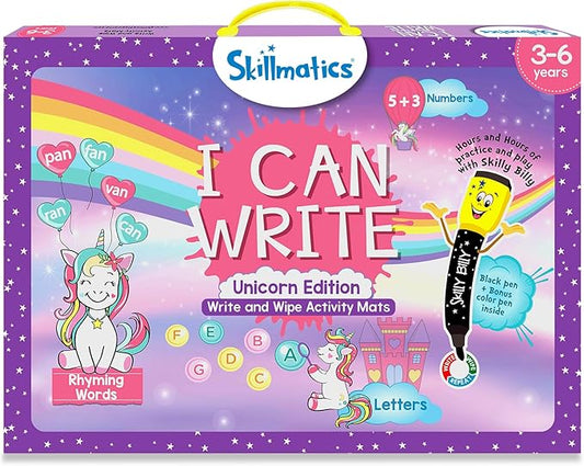 Skillmatics Educational Toy - I Can Write Unicorns, Preschool & Kindergarten Learning Activity for Kids, Toddlers, Supplies for Classroom, Gifts for Girls & Boys Ages 3, 4, 5, 6