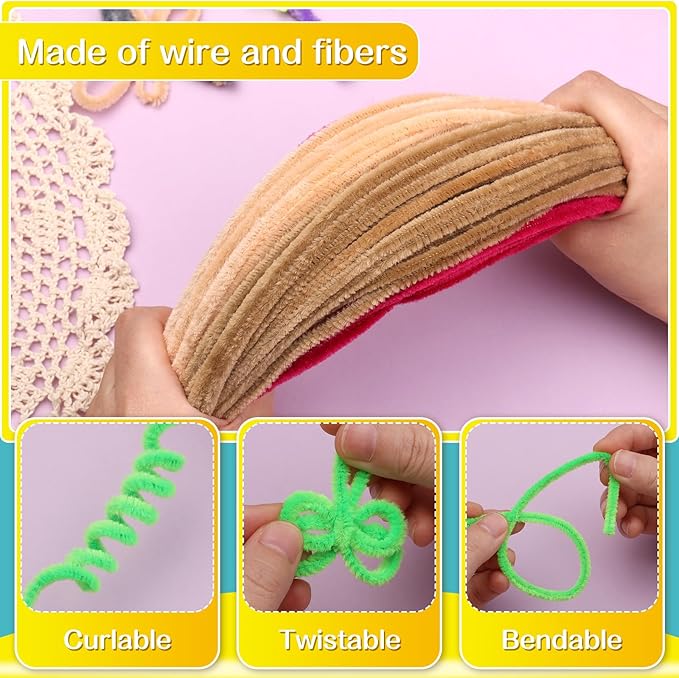 100 Pieces Pipe Cleaners Chenille Stem, Solid Color Pipe Cleaners Set for Pipe Cleaners DIY Arts Crafts Decorations, Chenille Stems Pipe Cleaners (Coffee)