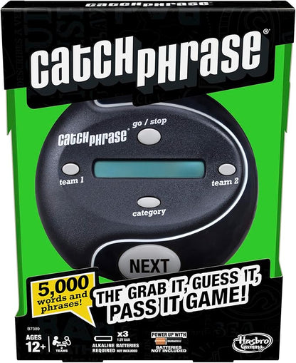 Hasbro Gaming Catch Phrase Electronic Game | Fun Active Handheld Party Games for Adults, Teens, and Kids | Ages 12+ | 4 or More Players, 2 Teams | Portable Family Travel Games
