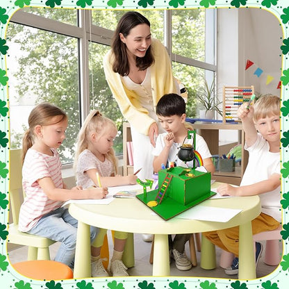 Bailiyake St. Patrick's Day Wood DIY Leprechaun Trap Kit St Patricks Day Party Decorations DIY to Catch a Leprechaun Trap Wood Craft Set for Classroom Home Rainbow Irish Shamrock Party Supplies