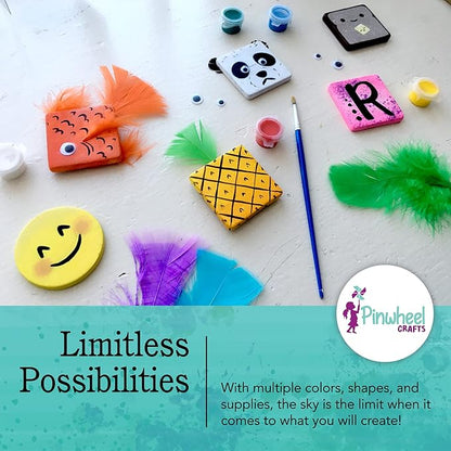 Pinwheel Crafts Magnetic Mini Tile Art Kit - DIY Kids Arts and Crafts Painting Kit - Decorate Cute Refrigerator or School Locker Magnets, Mini Art Items - Paint for Party Favors or Birthday Gifts