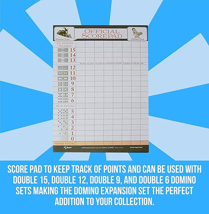 Regal Games Mexican Train Domino Expansion Set - 8 Metal Marker Trains with Unique Finishes - Replacement Wooden Hub - Scoresheet