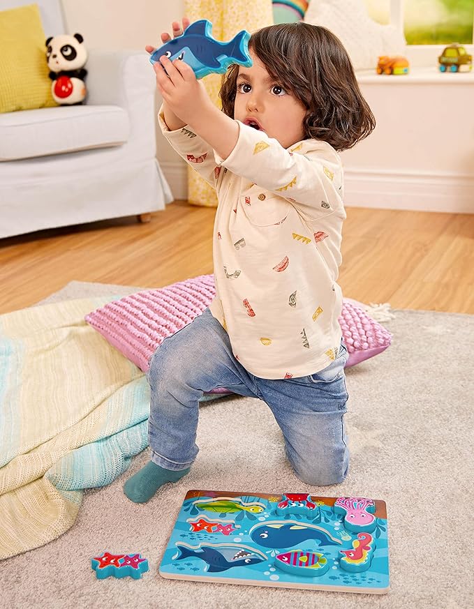 B. toys- Peek & Explore - Under The Sea- Wooden Puzzle – Chunky Puzzle for Toddlers, Kids – Underwater Puzzle – Ocean Animals – 2 Years +