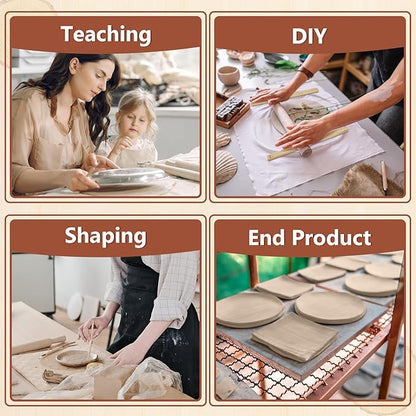 Sasylvia 20 Pcs Pottery Rolling Pin Guides Wood Teaching Rolling Mud Stick Guide Set Polymer Clay Depth Guide Pottery Tools Clay Mudboard Tools (10 Size,Wood Color)