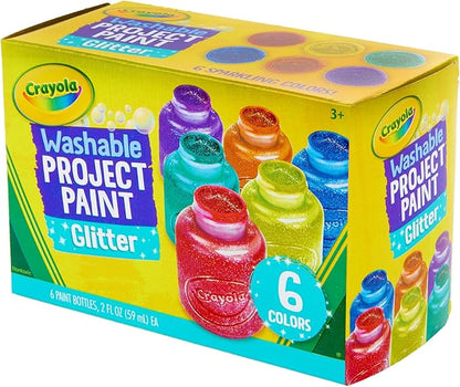 Crayola Washable Glitter Paint Great for Classroom Projects, 6 Count