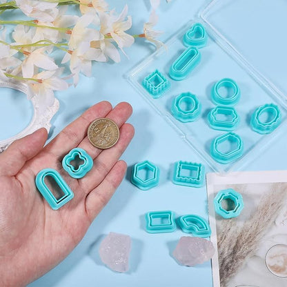 ORIGACH 15 Pcs Frame Polymer Clay Cutters，Vintage Frame Design Clay Cutters for Polymer Clay Jewelry Earrings with a Clear Storage Box