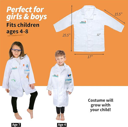 Born Toys Science Kits for Kids w/Kids Lab Coat for Ages 5-8, Includes Science Experiments for Kids, Science Toys, Kids Science Goggles, Kids Science Kits, Dress Up & Pretend Play or Kids Costume