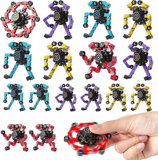 Transformable Fidget Spinners 16 Pcs for Kids and Adults Stress Relief Sensory Toys for Boys and Girls Fingertip Gyros for ADHD Autism for Kids(Fingertoy-16pc)