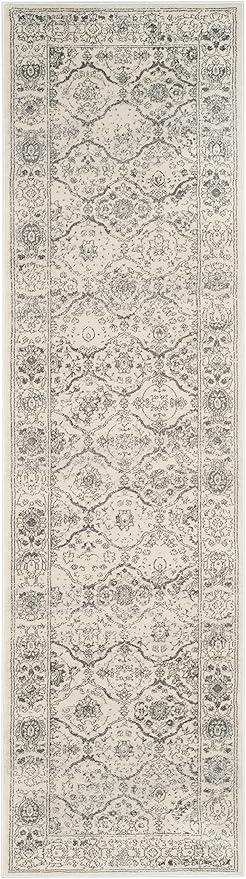 SAFAVIEH Carnegie Collection Runner Rug - 2'3" x 12', Cream & Dark Grey, Vintage Distressed Design, Non-Shedding & Easy Care, Ideal for High Traffic Areas in Living Room, Bedroom (CNG691K)