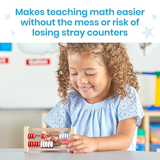 hand2mind Mini 20 Bead Wooden Rekenrek, Abacus for Kids Math, Math Manipulatives Kindergarten, Counting Rack for Kids, Counters for Kids Math, Educational Toys for Elementary Kids (Set of 4)