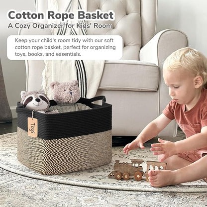 Goodpick Woven Storage Baskets for Organizing, 18" x 14" x 12" Wicker Laundry Basket for Shoes,Towel, Blanket Basket for Living Room, Toy Baskets Storage Kids with Handles