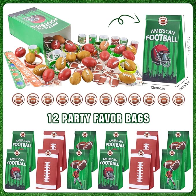 Football Party Favors Football Party Supplies with Football Spinners Mini Football Keychain Sticker Slaps Bracelets Thank You Tags for Football Birthday Decorations Goodie Bag Stuffers Classroom Prize