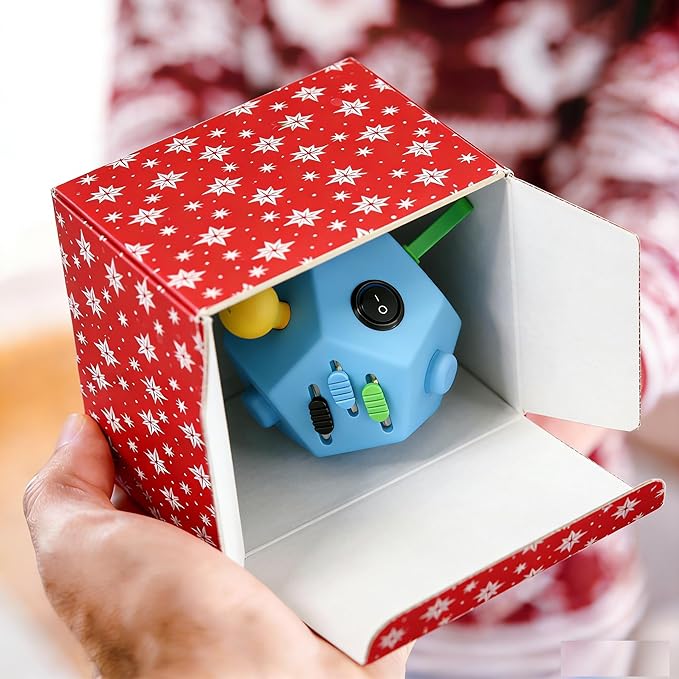Fidget Dodecagon Cube-Easter Basket Stuffers 12 Sided Fidget Toy Cube for Kids and Adults 12 Sides Stress Relief Cube Fidgets Toys Travel Airplane Essentials for Boys Girls(B3 Blue Sky)