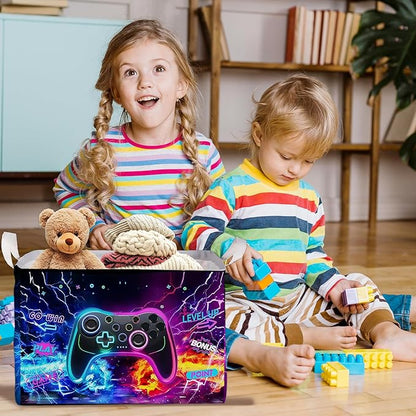 Gamer Console Storage Box, Foldable Waterproof Toy and Clothes Storage Box, Portable Fabric Storage Box for Nursery, Games Room, Gamer Decor Basket for Boys and Girls, Storage Boxes for Books, Gifts