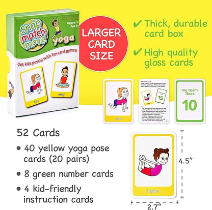 Yoga Cards for Kids - Calm Kids Exercise Equipment and Relaxing Exercise Cards, Play Yoga Pretzels Games of Mindful Memory Cards, Matching & Go Fish. Includes Game Instructions