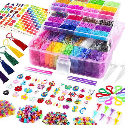 FUNZBO Rubber Band Bracelet Kit - 18000+ 32 Colors Loom Bands Rubberband for Jewelry Making Kits, DIY Arts and Crafts Kit Toy for Toddlers Girls Valentines Day Birthday Gift