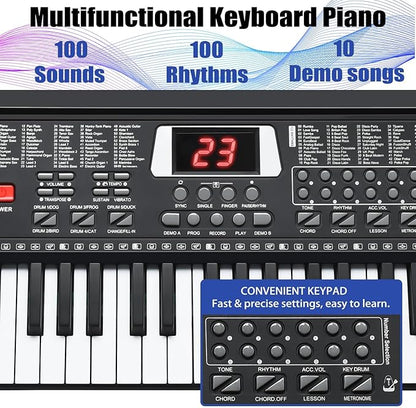 61 Key Keyboard Piano, Portable Electronic Keyboard Piano for Beginners with Speakers,