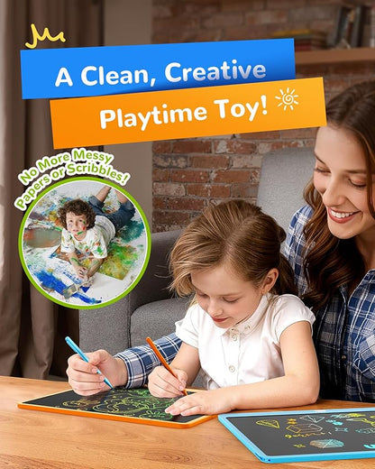 KOKODI LCD Writing Tablet, 16 Inch Colorful Toddler Doodle Board Drawing Tablet, Erasable Reusable Electronic Drawing Pads, Educational and Learning Toy for 3-6 Years Old Boy and Girls(Orange)