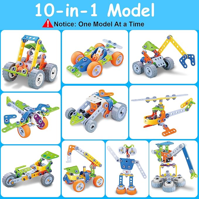 10 in 1 STEM Toys for 4 5 6 7 8+ Year Old Boy Girl Birthday Gifts Building Toys for Kids Ages 4-8 5-7 6-8 Educational Learning Stem Activities for Boys 3-5 4-6 8-10 Creative Games Easter Idea Gift