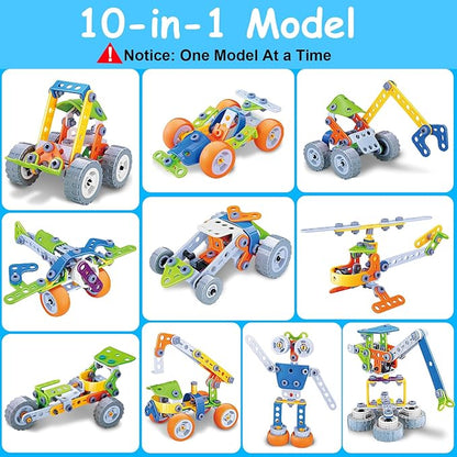 10 in 1 STEM Toys for 4 5 6 7 8+ Year Old Boy Girl Birthday Gifts Building Toys for Kids Ages 4-8 5-7 6-8 Educational Learning Stem Activities for Boys 3-5 4-6 8-10 Creative Games Easter Idea Gift