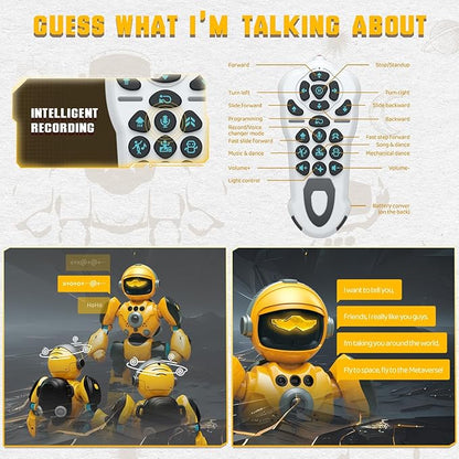 RC Robot Toys for Kids Ages 3 4 5-7 Year Old Magic Record Voice Function, Remote Control Robots Toy for Boys and Girls Programmable Music Dance Interactive Warrior Robo Birthday Gift for Toddler