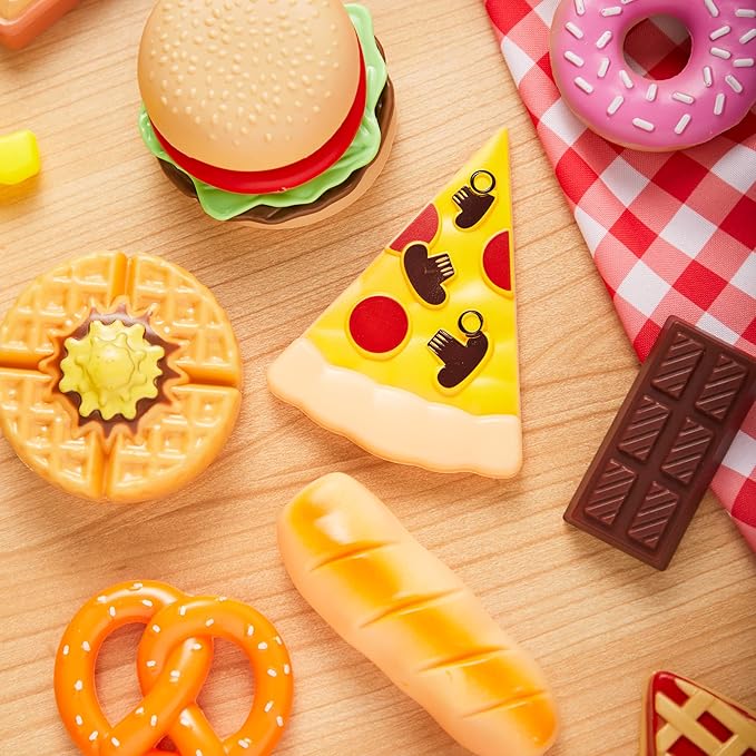 Joyin 50 Piece Set of Kitchen Toys, Dinnerware, Dummy Fruits, Vegetables, Plastic Accessories for Children Educational Learning Toy, Role Play Gift