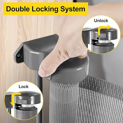175 Inch Extra Wide Retractable Dog Gates 33" Tall Retractable Baby Gates for Wide Openings Extra Long Mesh Baby Gate Super Wide Gate for Kids or Pets Extra Large Dog Gate for Indoor Outdoor (Grey)