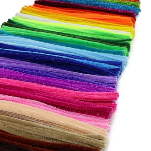 Carl & Kay 600 Pipe Cleaners & 74 Googly Eyes - Chenille Stems Craft - Colorful Pipe Cleaners for Kids - Bulk Soft Fuzzy Stems