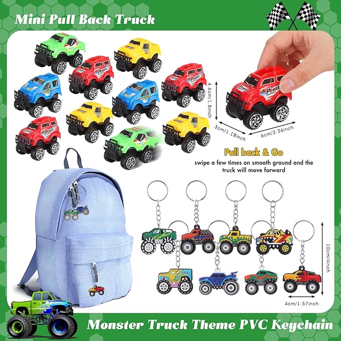 HyDren 211 Pcs Truck Party Favors Included Gift Cup Straw Keychain Slap Bracelet Mini Truck Sticker Stamper Card Tattoo Sticker Shovel Sticker Tag Cable Tie For Birthday Gift Prize