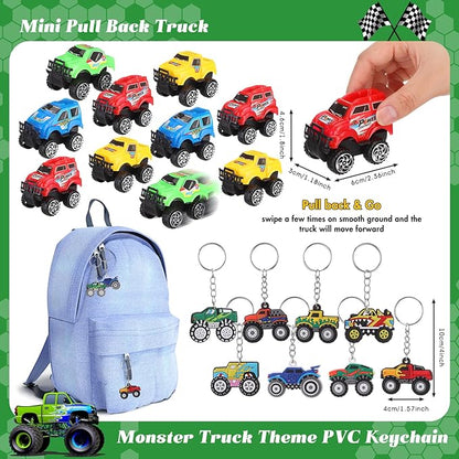 HyDren 211 Pcs Truck Party Favors Included Gift Cup Straw Keychain Slap Bracelet Mini Truck Sticker Stamper Card Tattoo Sticker Shovel Sticker Tag Cable Tie For Birthday Gift Prize