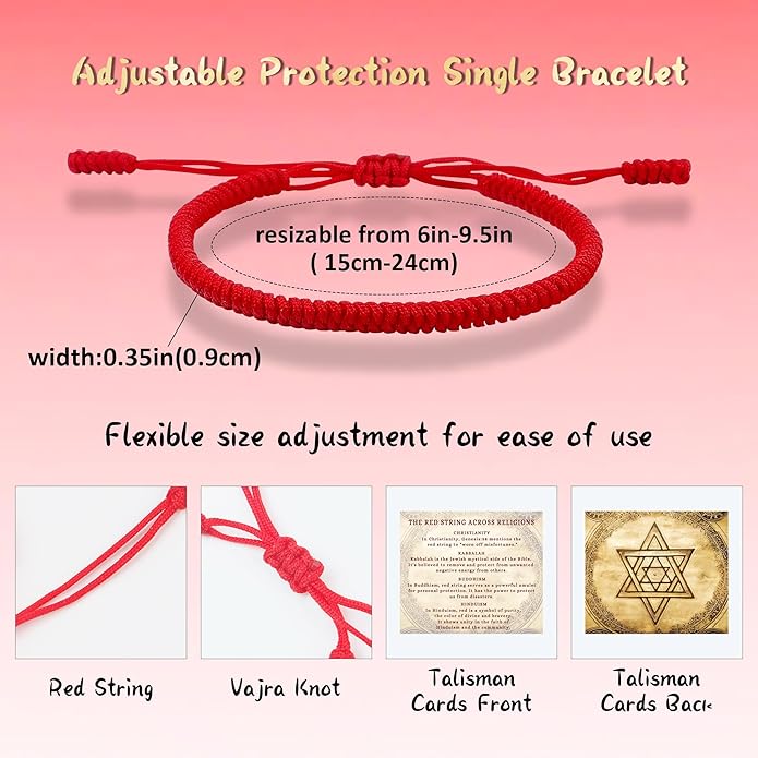 DAYANEY Red Bracelet for Women, Red String Bracelet for Protection as Girl Easter Basket Stuffers, Matching Jewelry for Couple, Christian Mens Good Luck Gifts Kabbalah Baby Braclets for Infant Kids