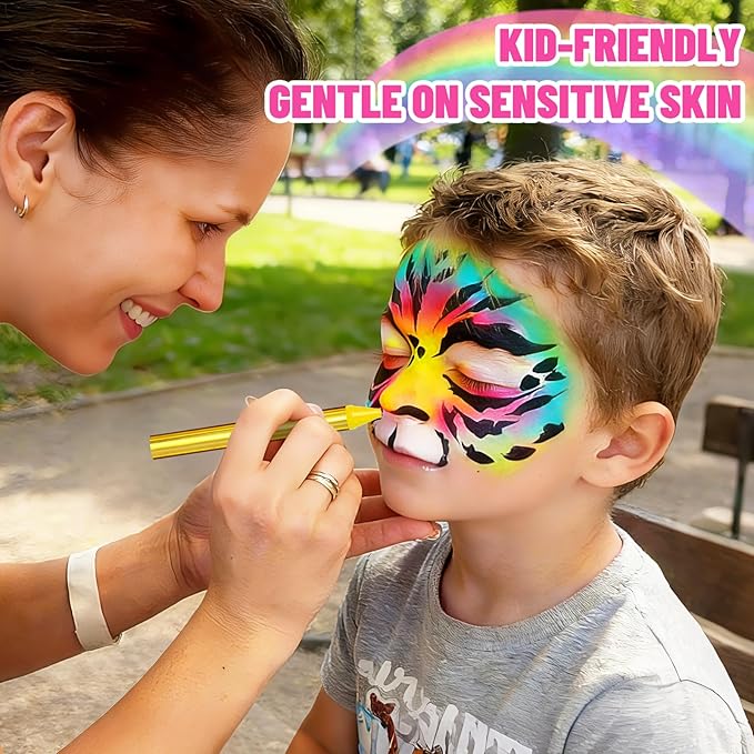 Face Paint Crayons for Kids - 18pcs Non-Toxic, Washable Face Paint Sticks| Easy to Use, Safe for Sensitive Skin and Perfect for Kids Party, Easter Makeup, School Event, Cosplay