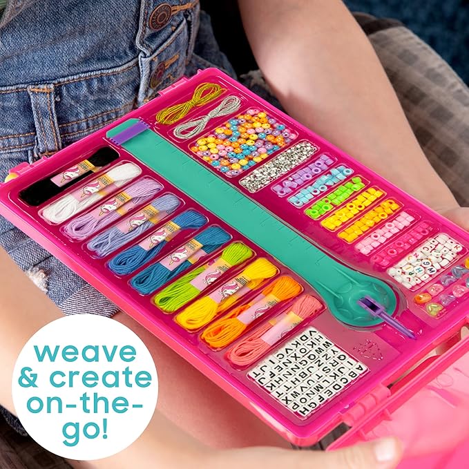 Just My Style On-The-Go Jewelry Studio – Bracelet-Making Travel Kit – DIY Bead & Braid Set for Kids Ages 6+
