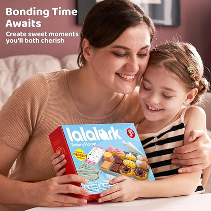 Cookie Play Food Set, Toddler Pretend Toys, 17 PCS Kitchen Toy Food Sets with Plastic Cookies, Baking Menu, Bakery Tray, and Play Money for Boys and Girls, Birthday Gift for Kids