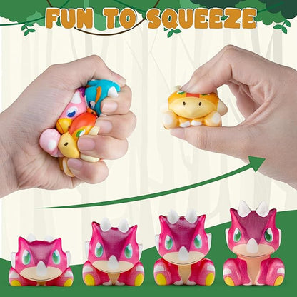 24 Pack Filled Easter Eggs for Kids Prefilled Egg Fillers Squishy Toys Stuffed Easters Gifts Basket Stuffers for Kids Girls Toddlers Boys Easters Egg Hunt Party Favors Dinosaur (Easter Dinosaur)