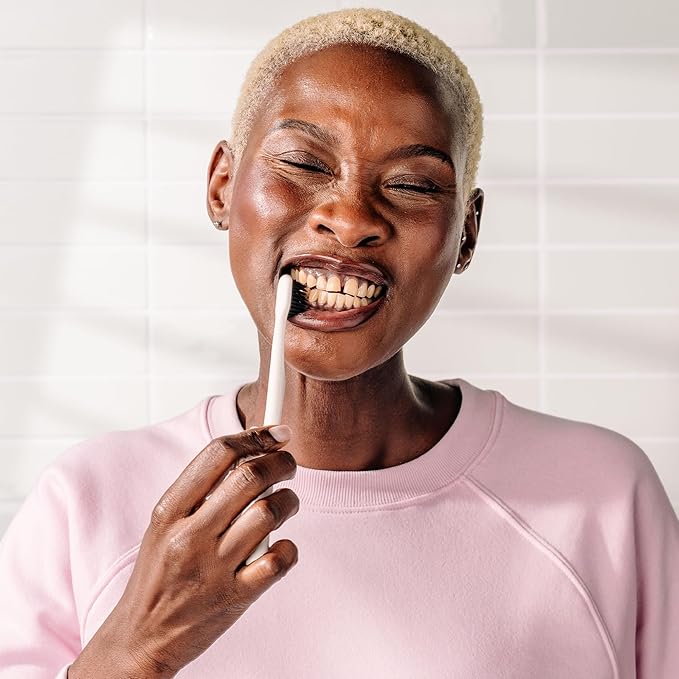 Boka Classic Manual Toothbrush with Extra Soft Activated-Charcoal, Tapered Bristles, Bioplastic Handle That Includes Travel Cap, Dentist-Approved, Great for Adults and Kids, White (Pack of 1)