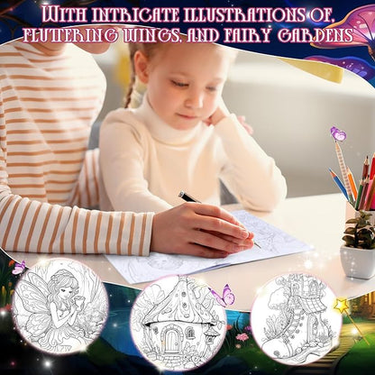 Coloring Book for Adult Coloring Book Bulk, DIY Art Coloring Book for Adult Drawing Book with Flower Words for Party Favors Goodie Bag Filler(24 Pcs,Fairyland)