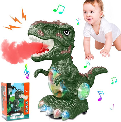 Dinosaur Toys for 3 Year Old Boy,Roar Music and Lights Toddler Toy for Boys Girls Age 3-4,Moving Dino Baby Toy with 1 Wheel,Electric Dinosaur Toy for Kids 3-5,Easter Christmas Birthday Gifts