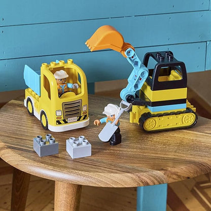 LEGO DUPLO Town Truck & Tracked Excavator Construction Vehicle 10931 Toy for Toddlers 2-4 Years Old Girls & Boys, Fine Motor Skills Development and Learning Toy