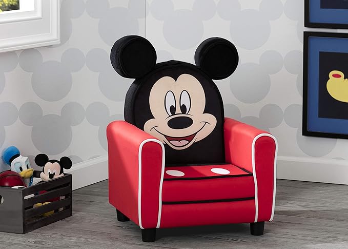 Delta Children Figural Upholstered Kids Chair, Wood ,Disney Mickey Mouse