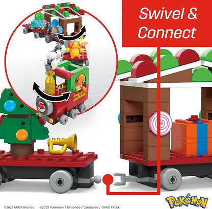 MEGA Pokémon Building Toys Set Holiday Train with 373 Pieces, 4 Articulated and Poseable Characters and Surprises, for Kids (Amazon Exclusive)