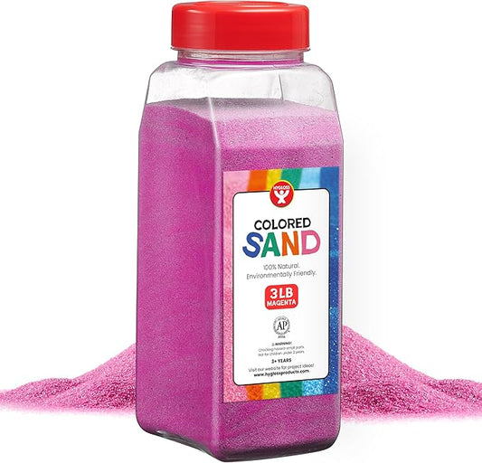 Hygloss Products Colored Play Sand - Assorted Colorful Craft Art Bucket O' Sand, Magenta, 3 lb