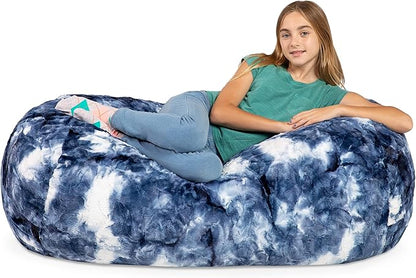 Jaxx Sofa Saxx Bean Bag Couch - 4 Foot - Faux Fur, Silver