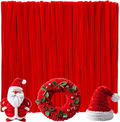 Caydo 200 Pieces Thick Red Pipe Cleaners Chenille Stems for Kids Art Creative Crafts, Valentine's Day Decorations DIY Decorations (6 mm x 12 Inch)