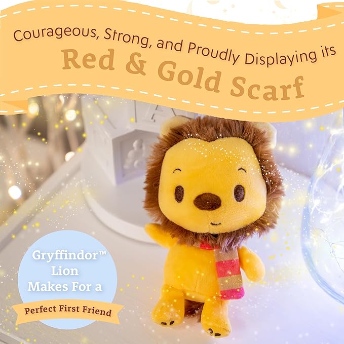 KIDS PREFERRED Harry Potter Gryffindor Lion Plush Stuffed Animal with Red and Gold Striped Scarf Hogwarts House Collectible for Babies, Toddlers, and Kids 6 Inches