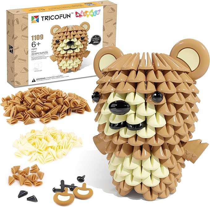 Creative Soft Building Blocks, Cute Animal kit Assembling Building Toys Gifts for Kids and 6+ Interactive Building Toy for Kids, Boys, and Girls (1109-BEAR)