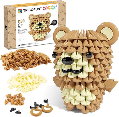 Creative Soft Building Blocks, Cute Animal kit Assembling Building Toys Gifts for Kids and 6+ Interactive Building Toy for Kids, Boys, and Girls (1109-BEAR)