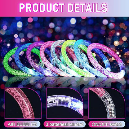 30 Pack Glow Sticks Bracelets,6 Color LED Bracelets,Light Up Bracelets Glow Party Favors for Kids Adults,Glow in the Dark Party Supplies for Birthday,Carnival,Wedding,Halloween,Concert
