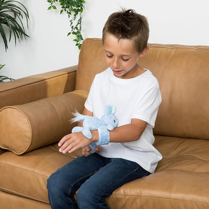 Hug Babies Cute Mini Plush Stuffed Animal Bracelet for Kids | Soft & Cuddly Portable Comfort Adorable On-The-Go Companion for Travel School & Adventures Ages 2+ (Emory The Elephant)