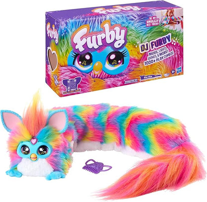 FURBY DJ Interactive Toy, Super Snuggly Rainbow Electronic Plush with Music, Lights, Motion, & Games, Speaks English & Furbish, 32in Long, Ages 6+